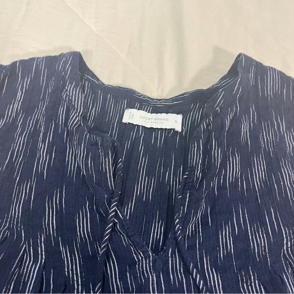 Lucky Brand Sleeveless Navy Vintage Print Summer Blouse Women’s Size Medium - Picture 7 of 9